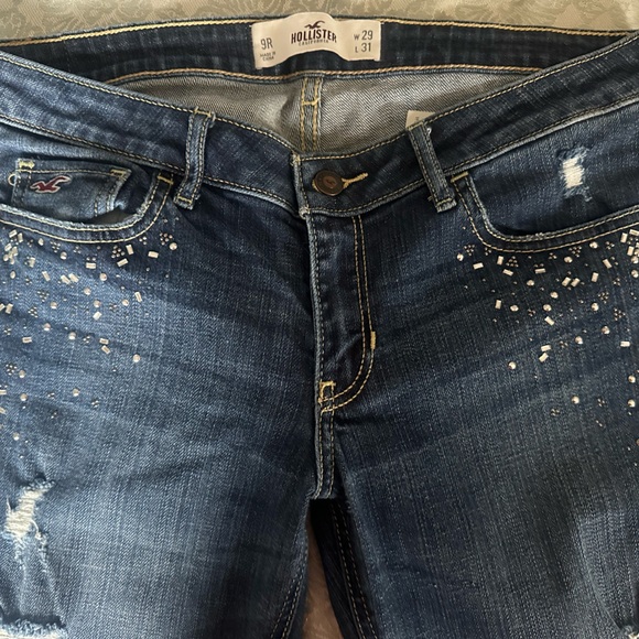 Limited edition- Hollister Jeans Womens size 9 Blue Denim Studs Dark Wash - Picture 4 of 10